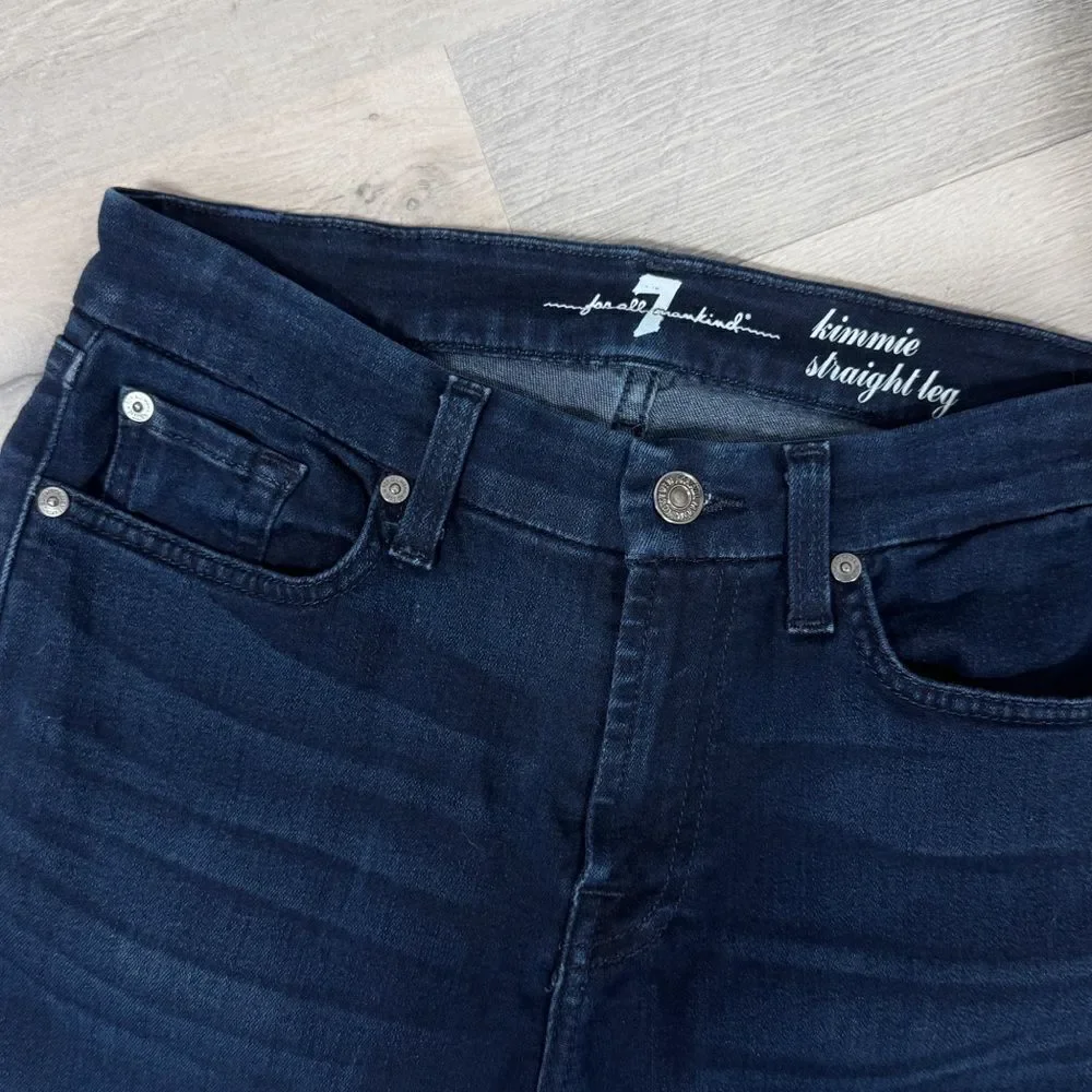 7 For All Mankind Kimmie Straight Leg Jeans Dark Blue 28 - Picture 5 of 14